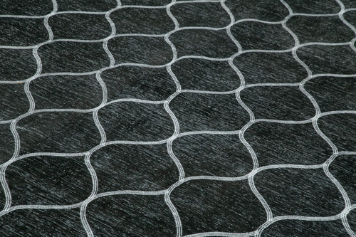 Geometric Carpet Black Geometric Cotton Wool Handmade Area Rug 9'9'' x 13'8''