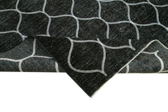 Geometric Carpet Black Geometric Cotton Wool Handmade Area Rug 9'9'' x 13'8''