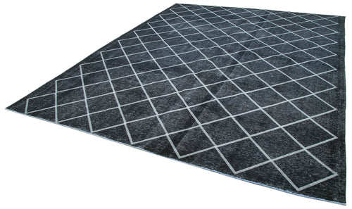 Geometric Carpet Black Geometric Cotton Wool Handmade Area Rug 10'1'' x 12'6''