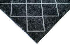 Geometric Carpet Black Geometric Cotton Wool Handmade Area Rug 10'1'' x 12'6''