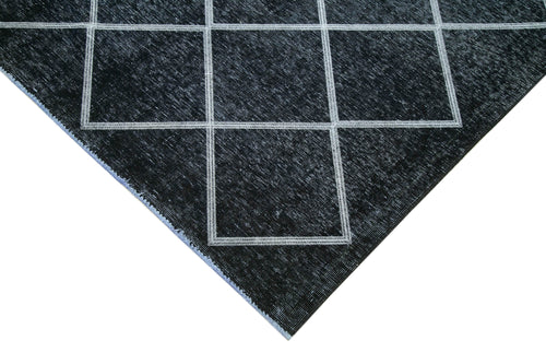 Geometric Carpet Black Geometric Cotton Wool Handmade Area Rug 10'1'' x 12'6''