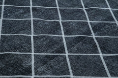 Geometric Carpet Black Geometric Cotton Wool Handmade Area Rug 10'1'' x 12'6''