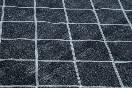 Geometric Carpet Black Geometric Cotton Wool Handmade Area Rug 10'1'' x 12'6''