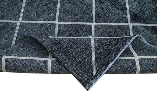 Geometric Carpet Black Geometric Cotton Wool Handmade Area Rug 10'1'' x 12'6''