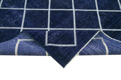 Geometric Carpet Blue Geometric Cotton Wool Handmade Area Rug 9'7'' x 14'2''