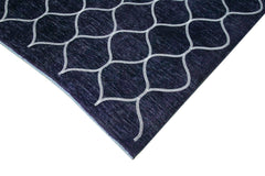 Geometric Carpet Blue Geometric Cotton Wool Handmade Area Rug 9'5'' x 13'0''