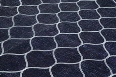 Geometric Carpet Blue Geometric Cotton Wool Handmade Area Rug 9'5'' x 13'0''