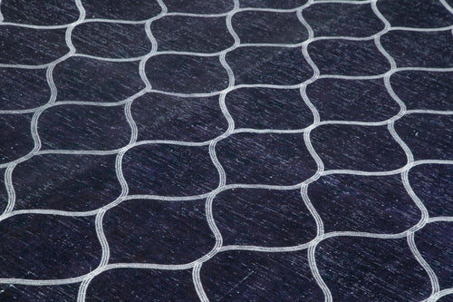 Geometric Carpet Blue Geometric Cotton Wool Handmade Area Rug 9'5'' x 13'0''