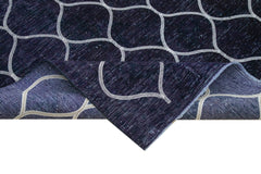 Geometric Carpet Blue Geometric Cotton Wool Handmade Area Rug 9'5'' x 13'0''