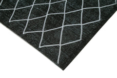 Geometric Carpet Black Geometric Cotton Wool Handmade Area Rug 9'5'' x 12'9''