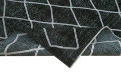 Geometric Carpet Black Geometric Cotton Wool Handmade Area Rug 9'5'' x 12'9''