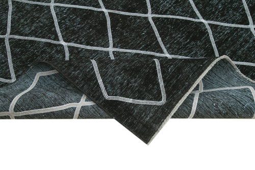 Geometric Carpet Black Geometric Cotton Wool Handmade Area Rug 9'5'' x 12'9''