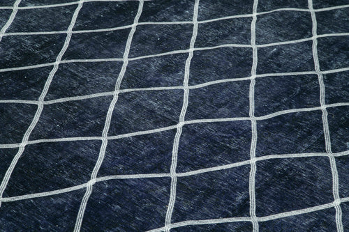 Geometric Carpet Purple Geometric Cotton Wool Handmade Area Rug 9'6'' x 13'0''