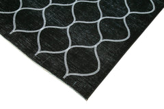 Geometric Carpet Black Geometric Cotton Wool Handmade Area Rug 9'7'' x 13'4''