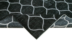 Geometric Carpet Black Geometric Cotton Wool Handmade Area Rug 9'7'' x 13'4''