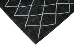 Geometric Carpet Black Geometric Cotton Wool Handmade Area Rug 9'7'' x 12'11''