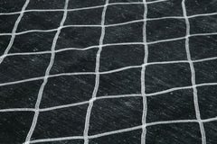 Geometric Carpet Black Geometric Cotton Wool Handmade Area Rug 9'7'' x 12'11''