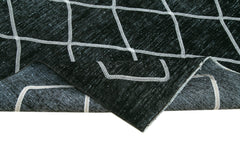 Geometric Carpet Black Geometric Cotton Wool Handmade Area Rug 9'7'' x 12'11''