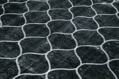 Geometric Carpet Black Geometric Cotton Wool Handmade Area Rug 8'7'' x 11'9''