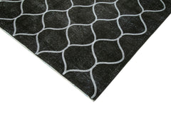 Geometric Carpet Black Geometric Cotton Wool Handmade Area Rug 9'10'' x 12'6''