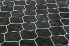 Geometric Carpet Black Geometric Cotton Wool Handmade Area Rug 9'10'' x 12'6''