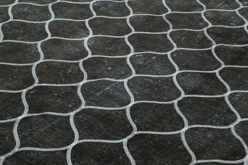 Geometric Carpet Black Geometric Cotton Wool Handmade Area Rug 9'10'' x 12'6''