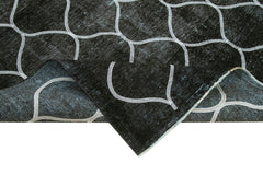 Geometric Carpet Black Geometric Cotton Wool Handmade Area Rug 9'10'' x 12'6''