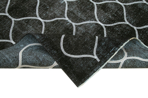 Geometric Carpet Black Geometric Cotton Wool Handmade Area Rug 9'10'' x 12'6''