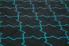 Geometric Carpet Black Geometric Cotton Wool Handmade Area Rug 9'3'' x 12'8''