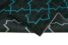 Geometric Carpet Black Geometric Cotton Wool Handmade Area Rug 9'3'' x 12'8''