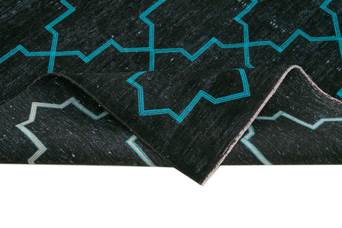 Geometric Carpet Black Geometric Cotton Wool Handmade Area Rug 9'3'' x 12'8''