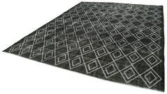 Geometric Carpet Black Geometric Cotton Wool Handmade Area Rug 9'6'' x 12'1''