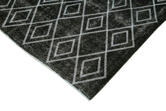 Geometric Carpet Black Geometric Cotton Wool Handmade Area Rug 9'6'' x 12'1''