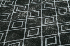 Geometric Carpet Black Geometric Cotton Wool Handmade Area Rug 9'6'' x 12'1''