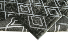 Geometric Carpet Black Geometric Cotton Wool Handmade Area Rug 9'6'' x 12'1''