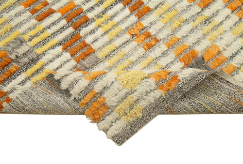 Handmade Area Rug – Geometric Cotton Wool Vintage Turkish Carpet 7'4''x9'5''