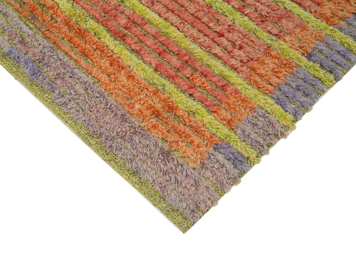 PonponOrange Geometric Cotton Wool Handmade Area Rug 4'10'' x 6'10''