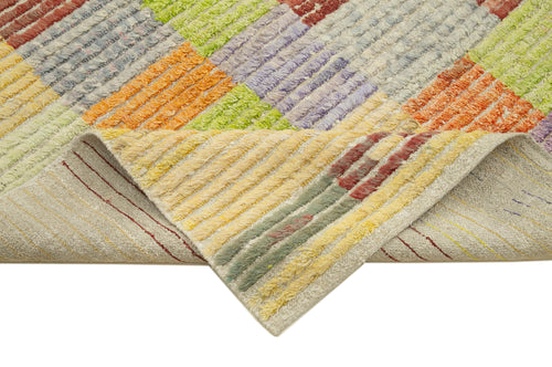 PonponOrange Geometric Cotton Wool Handmade Area Rug 8'7'' x 11'6''