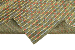 Handmade Area Rug - Geometric Cotton Wool Blend Vintage Turkish Carpet 8'6''x11'5''