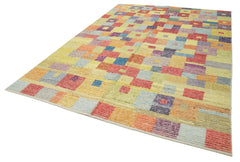 PonponGreen Geometric Cotton Wool Handmade Area Rug 8'3'' x 11'5''