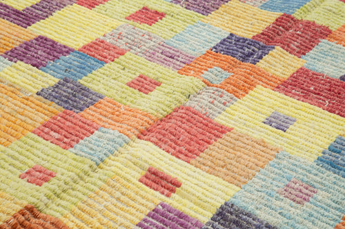 PonponGreen Geometric Cotton Wool Handmade Area Rug 8'3'' x 11'5''