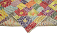 PonponGreen Geometric Cotton Wool Handmade Area Rug 8'3'' x 11'5''