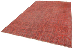 Geometric Carpet Red Geometric Cotton Wool Handmade Area Rug 6'9'' x 10'0''