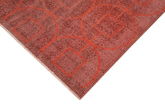 Geometric Carpet Red Geometric Cotton Wool Handmade Area Rug 6'9'' x 10'0''