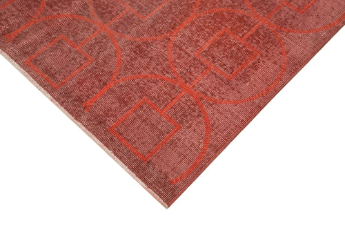 Geometric Carpet Red Geometric Cotton Wool Handmade Area Rug 6'9'' x 10'0''