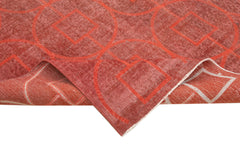 Geometric Carpet Red Geometric Cotton Wool Handmade Area Rug 6'9'' x 10'0''