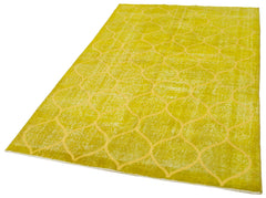 Geometric Carpet Yellow Geometric Cotton Wool Handmade Area Rug 4'10'' x 8'0''