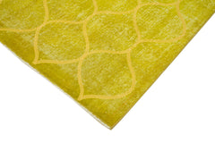 Geometric Carpet Yellow Geometric Cotton Wool Handmade Area Rug 4'10'' x 8'0''