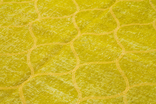 Geometric Carpet Yellow Geometric Cotton Wool Handmade Area Rug 4'10'' x 8'0''