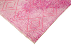 Geometric Carpet Pink Geometric Cotton Wool Handmade Area Rug 6'9'' x 9'8''